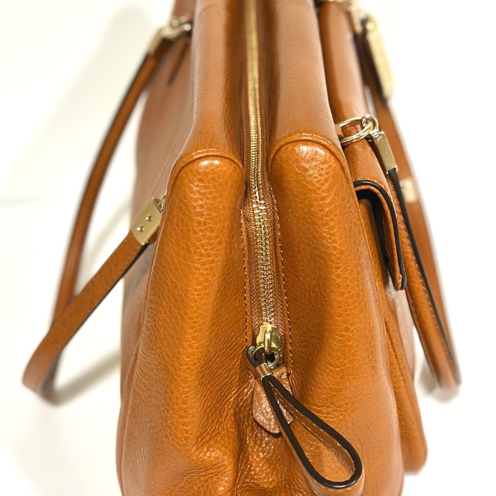 Coach Madison Madeline Large Brown Leather Bag Satchel Front Turn Lock Pocket - Picture 9 of 16